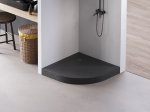 Dušo padėklas HARMONY Laut Rock HAR-0048, 80 x 80 x 11,5 cm, akrilinis, juodas, pusapvalis R55, natūralaus akmens imitacija