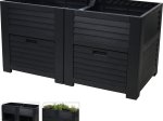 Plastikinė sandėliavimo dėžė sodui, su pakelta lysve, 150 x 76 x 78 cm, antracito sp.