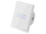 Išmanusis jungiklis SONOFF T2Eu3C-Rf, 3 kan., 2xCR2032 elementai (į kompl. neįeina), valdomas liečiamu mygtuku, programėle, Wi-Fi, baltos sp.