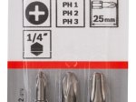 Antgalių komplektas BOSCH, Extra Hart Ph, PH1,PH2, PH3, 25 mm, 3 vnt.
