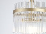 Pakabinamas šviestuvas SEARCHLIGHT Lara, E27, 1 x 60W, 230V, auksinis metalas su skaidriais stikliniais strypais, 260 x 260 x 400 mm, maksimalus aukštis 1500 mm, 11200-1GO