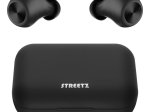 Įkraunamos belaidės ausinės STREETZ TWS-110, Bluetooth 5, įkrovimo dėklas 500 mAh, matinės juodos sp.
