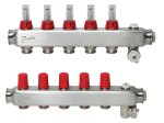 Grindinio šildymo kolektorius, DANFOSS SSM-5F, 1", 5 žiedų, reguliuojamas, plieninis, su debitomačiais, 088U0755