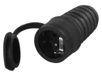 Lizdas kištukui EMOS P0049, su įž., guminis, IP44, 3680 W, 250 V~/16 A maks., juodos sp.