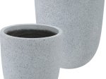 Lauko vazonas, cementinis, suapvalintas, pilkos sp., 43 x 43 x 50 cm.