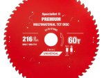 Medienos pjovimo diskas skersinio pjovimo staklėms SPECIALIST+ Multimaterial, 216x30 mm, 60 dantų