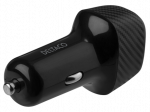 Automobilinis USB įkroviklis DELTACO Usbc-Car120, 1 x USB-A, 1 x USB-C, PD, 36 W, juodos sp.