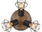 Kryptinis šviestuvas GLOBO Priska, E27, 3 x 60W, 230V, metalinis, su medžiu, juodos sp., 300 x 300 x 300 mm, 54017W-3