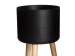 Gėlių vazonas ant stovo 4Living Woody, juodos sp., 25 x 25 x 60 cm.