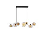 Pakabinamas šviestuvas SEARCHLIGHT Sunbeam, G9, 7 x 7W, 230V, skaidrus ir gintarinis raukšlėtas stiklas, 900 x 320 x 300 mm, maksimalus aukštis 1500 mm, 24123-7BK