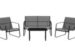Lauko baldų komplektas 4LIVING Kiira, komplektą sudaro 2 krėslai, dvivietė sofa ir stalas, pilkos sp.