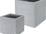 Lauko vazonas, cementinis, kvadratinis, pilkos sp., 30 x 30 x 30 cm.