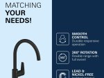 Plautuvės maišytuvas GROHE QUICKFIX START EDGE, su C-formos snapu, 360° pasukimo kampu, juodos matinės spalvos, 313692431