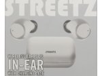 Įkraunamos belaidės ausinės STREETZ TWS-111, Bluetooth 5, įkrovimo dėklas 500 mAh, baltos sp.