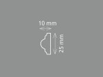 Lubų/sienų apdailos juostelė HOMESTAR Classic Cw10, spl. balta, 10x25x2000 mm, 60000