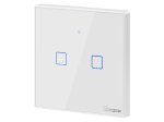Išmanusis jungiklis SONOFF T2Eu2C-Rf, 2 kan., 2xCR2032 elementai (į kompl. neįeina), valdomas liečiamu mygtuku, programėle, Wi-Fi, baltos sp.