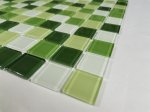 Mozaika MONA MOSAICS Sl0092, 300 x 300 x 3,8 mm, 22 vnt./dėž., stiklo, spl. žalia/balta