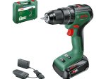 Akumuliatorinis smūg. gręžtuvas BOSCH Green Universal Impact, 18V-60, 1 x 2 Ah, maks. sukimo momentas 60 Nm, bešepetėlis variklis, 13 mm metalinis griebtuvas, svoris 1,3kg