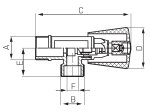 Kampinis ventilis FERRO Z240, 1/2"x 3/8" su 10 mm jungtimis, Z240