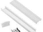 Profilis LED juostoms EUROLIGHT Al-S1-W, aliuminis, virštinkinis, baltos spalvos anoduotas, ilgis 1 m, komplekte matinis dangtelis, 2 antgaliai ir 2 laikikliai