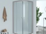 Dušo kabina Et-8204, 80 x 80 x 180 cm, pusapvalė, sidabrinis rėmas, matinis grūdintas 4 mm stiklas ST-MTCH, be padėklo, 190078