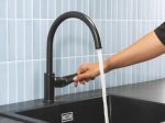 Plautuvės maišytuvas GROHE QUICKFIX START EDGE, su C-formos snapu, 360° pasukimo kampu, juodos matinės spalvos, 313692431