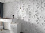 PVC 3D sienų lakštas WAKSLINE Hm3D-140, spl. balta, 500x500x10 mm
