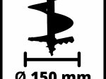 Akumuliatorinis žemės grąžtas EINHELL GP-EA 18/150 Li BL-Solo, grąžto skersmuo: 150 mm, ilgis 80 cm, svoris 6 kg, be akumuliatoriaus ir pakrovėjo