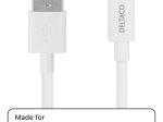 Įkrovimo laidas DELTACO IPLH-4005, USB-A - Lightning, 2,4 A, 0,5 m, baltos sp.