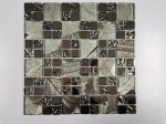 Stiklo mozaika MONA MOSAICS Td21-203, 300 x 300 x 6 mm, 15 vnt./dėž., spl. metalic lapai/sidabras